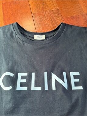Celine Black Tee with White Logo cozy comfortable